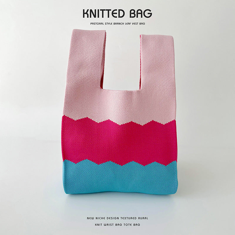 Damenfarben gestrickter Schulterhandtasche