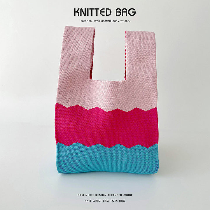 Damenfarben gestrickter Schulterhandtasche