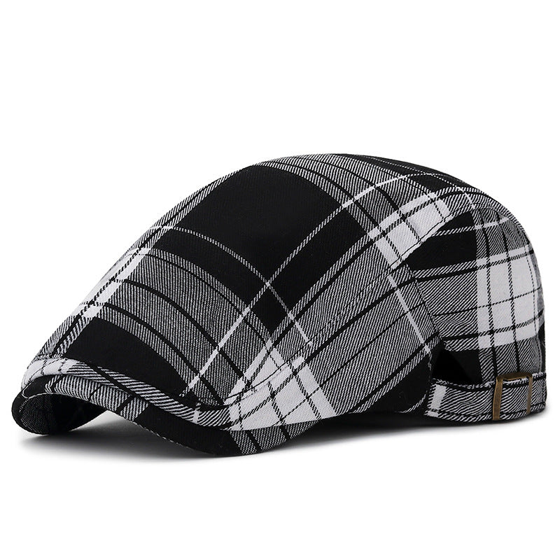 Spring and autumn color plaid beret adjustable hat Spring and autumn color plaid beret adjustable hat