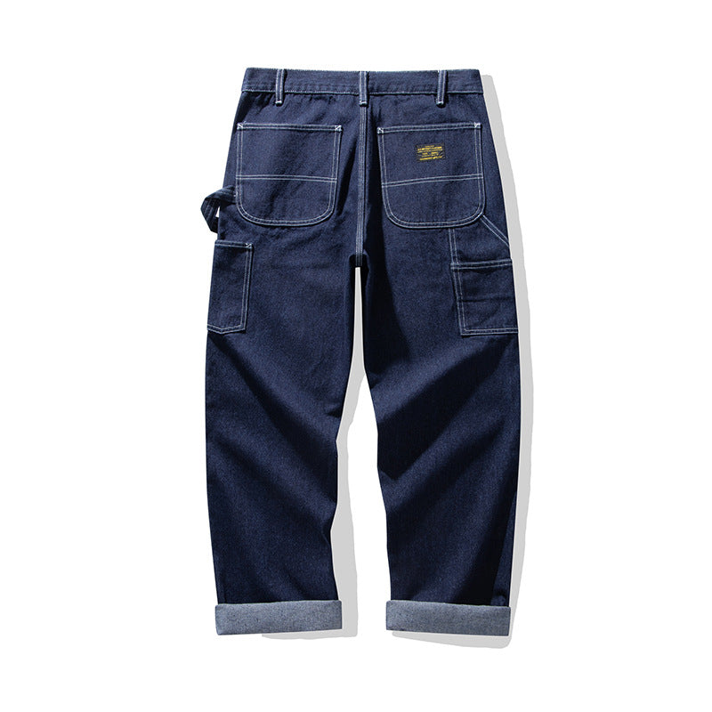 Herren Retro Casual Eisenbahnarbeiter Taschen gestreifte Cargo