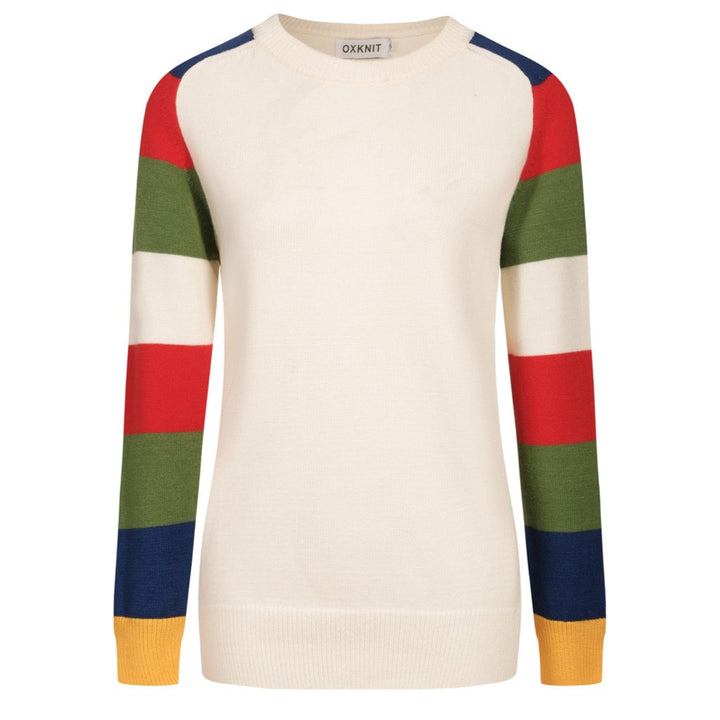 Camiseta de manga larga de tejido de arcoiris para mujeres