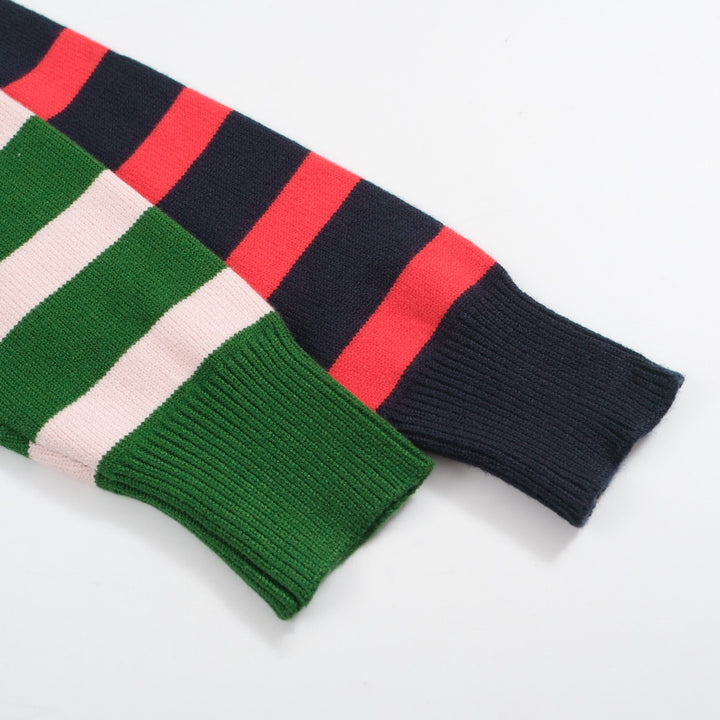 Women's vintage color-matching striped knit T-shirt