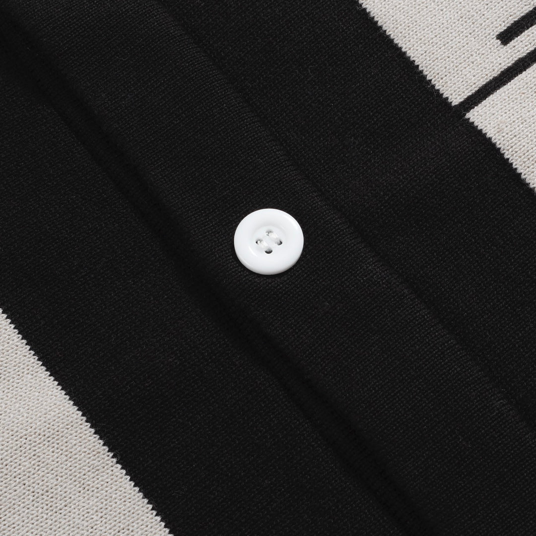 Men’s Atomic Geometric Knit Jacket – Black, Taupe & Retro Accents
