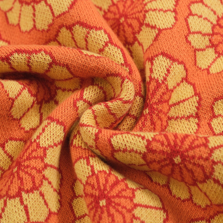 Women's vintage art color Mosaic jacquard cardigan