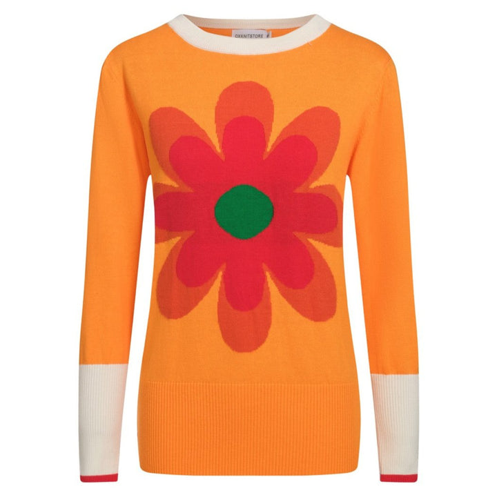 Women's yellow floral 50s knit jumper