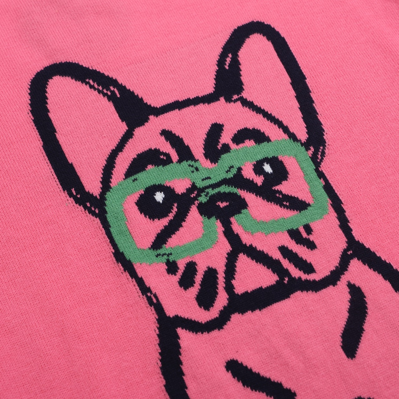 Women's Pink French Bulldog Sweater – Bold Red Sleeves