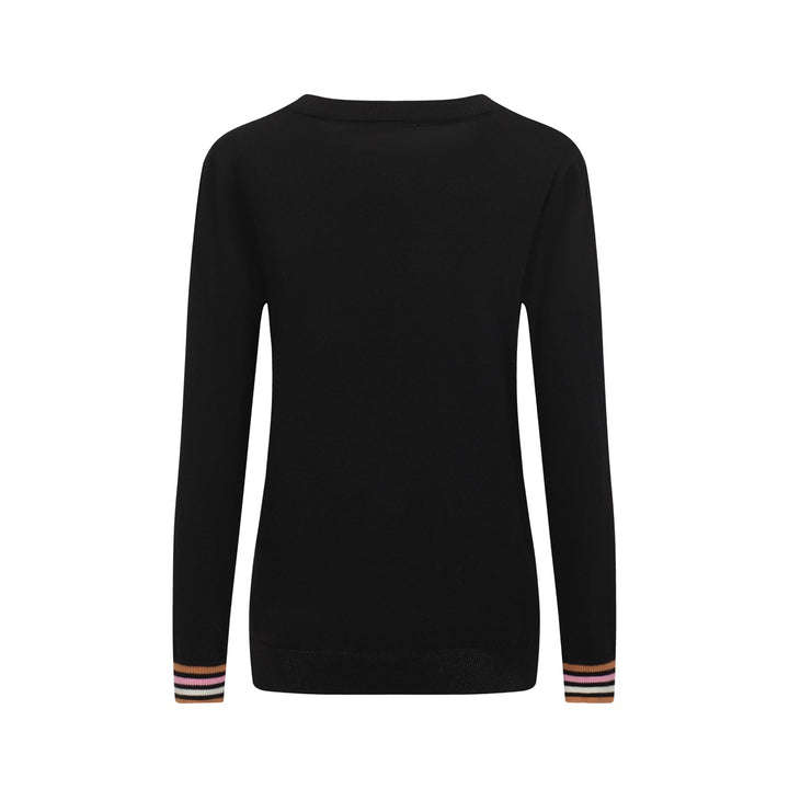Women’s Black Cat Sweater – Starburst Knit with Tabby Graphic