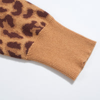 Men’s Leopard Knit Polo Sweater – Long Sleeve Retro Collar