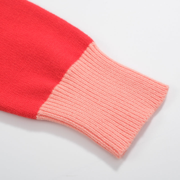 Frauen Vintage Pink Jacquard Schulterpullover
