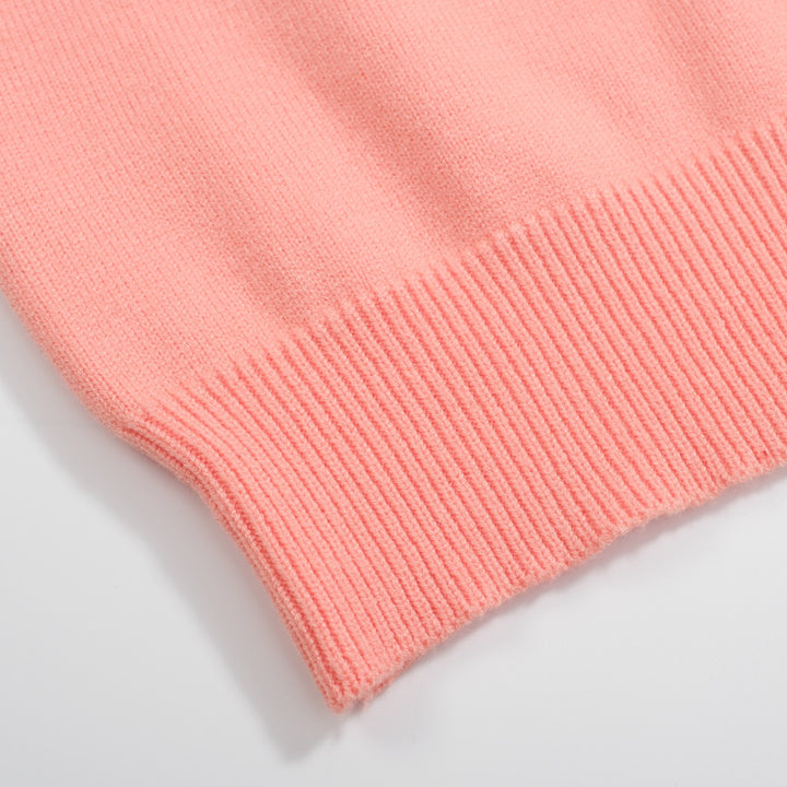 Frauen Vintage Pink Jacquard Schulterpullover
