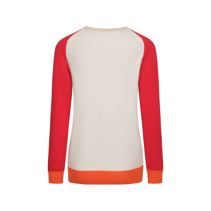 Women's red sun jacquard shoulder sweater