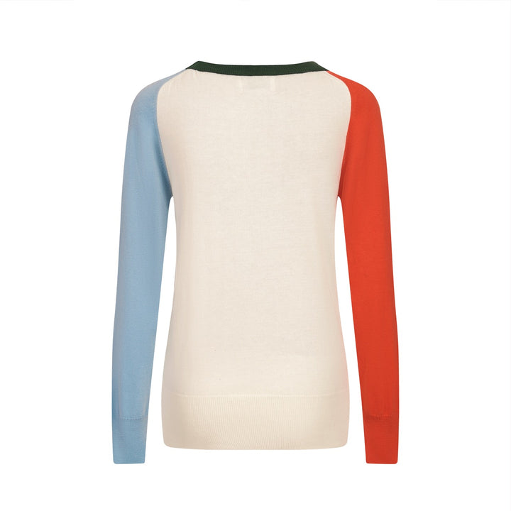 Women's multi-colored French bulldog knit sweater