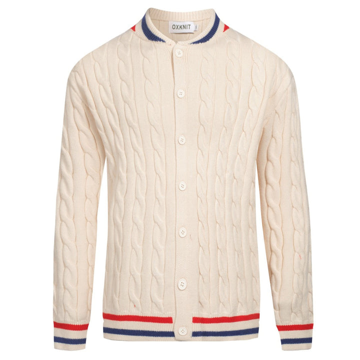 Men's white apricot vintage twist knit coat