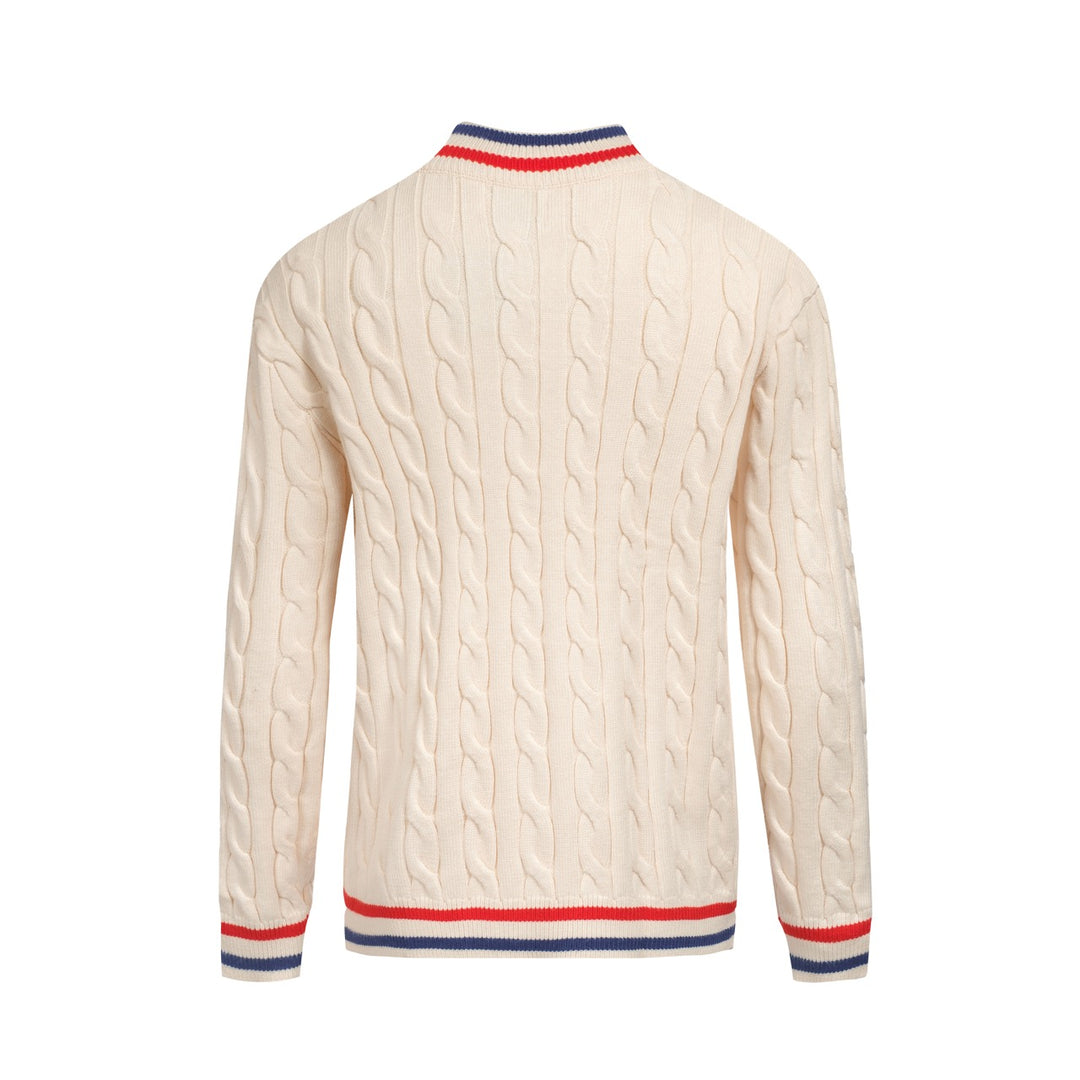 Men's white apricot vintage twist knit coat
