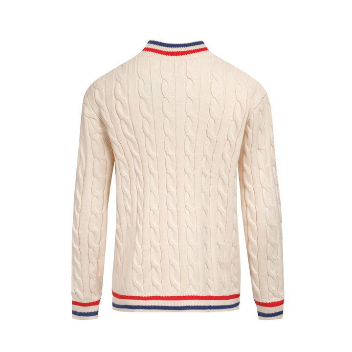 Men's white apricot vintage twist knit coat