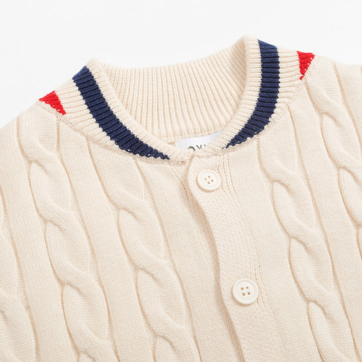Men's white apricot vintage twist knit coat