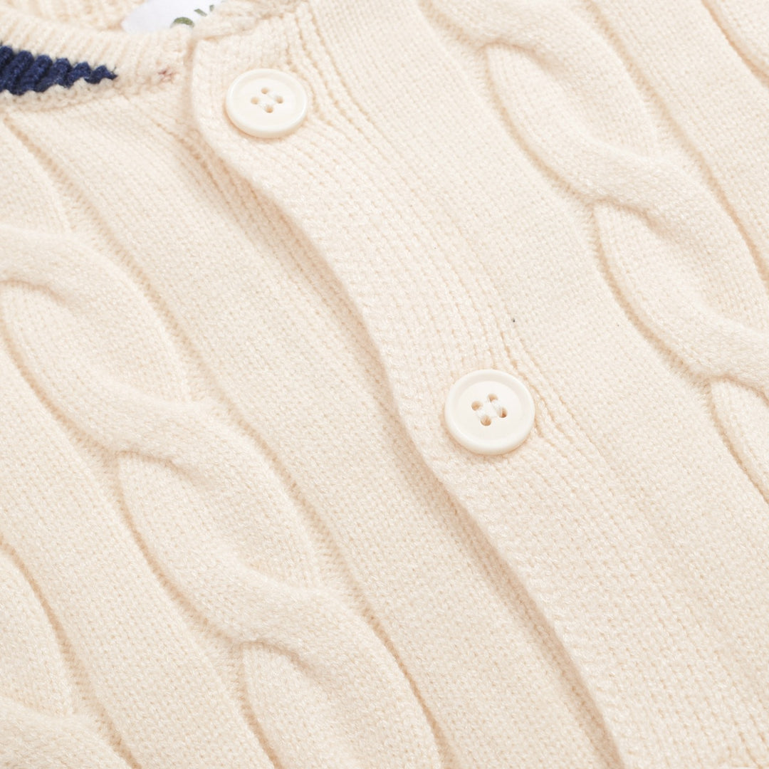 Men's white apricot vintage twist knit coat