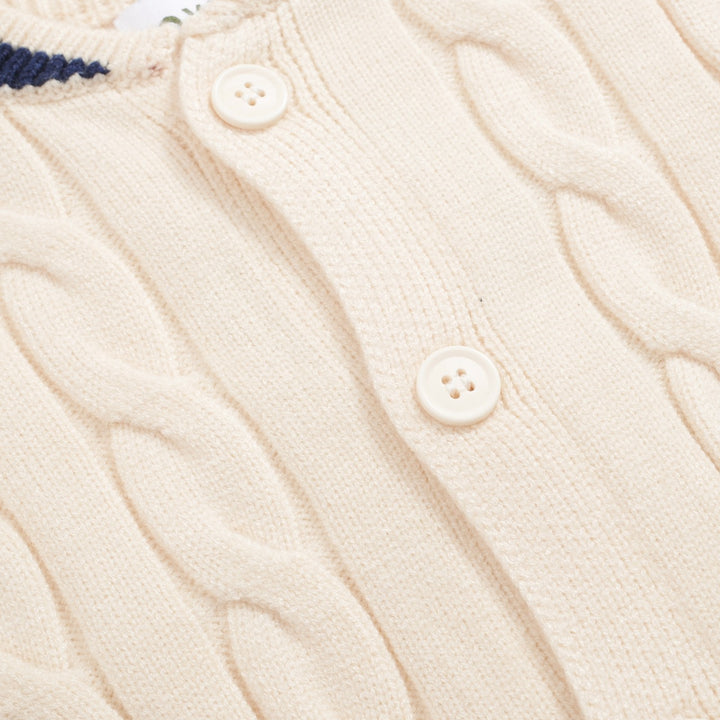 Men's white apricot vintage twist knit coat