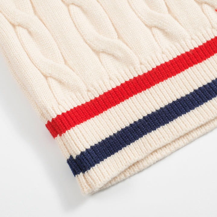 Men's white apricot vintage twist knit coat