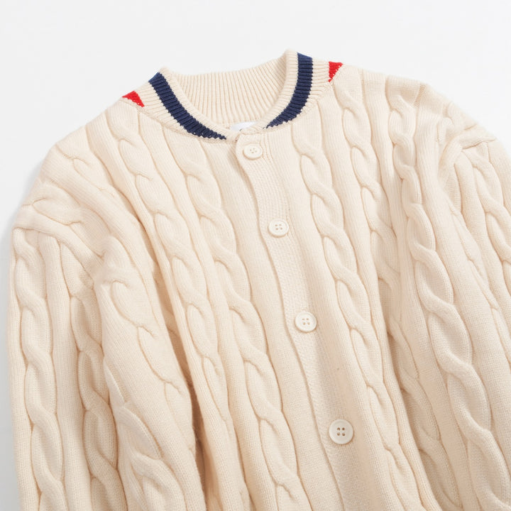 Men's white apricot vintage twist knit coat