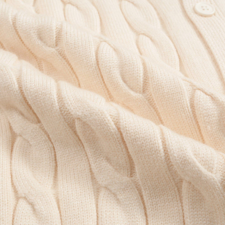 Men's white apricot vintage twist knit coat