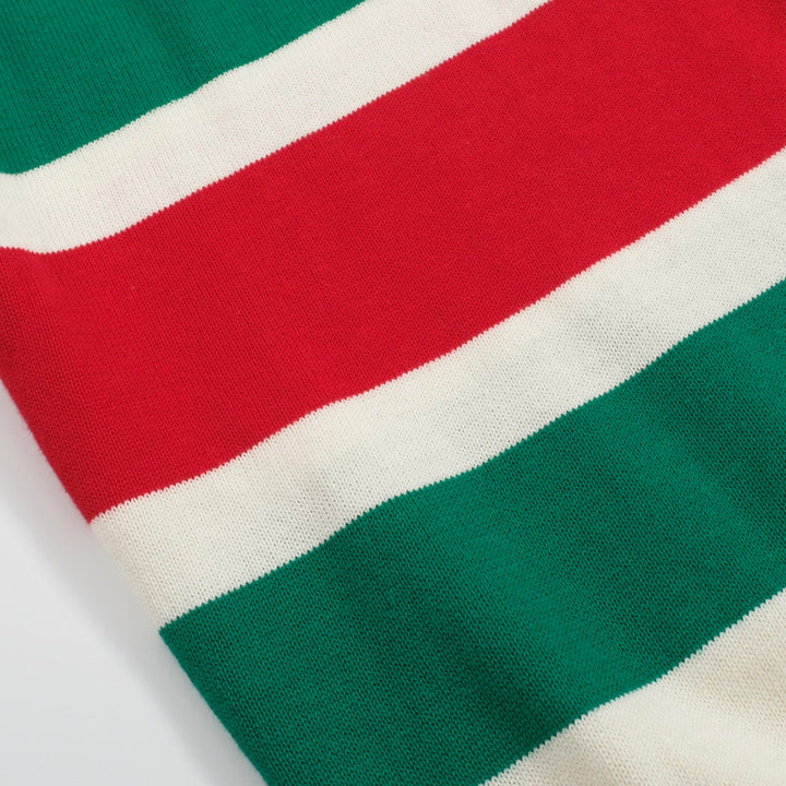 Men’s Retro Stripe Knit Hoodie – Green, Red & Cream