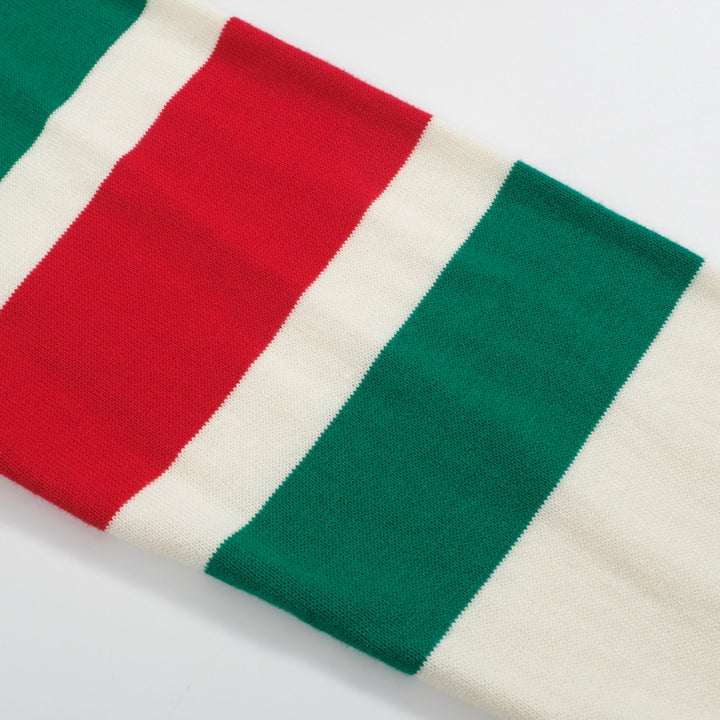 Men’s Retro Stripe Knit Hoodie – Green, Red & Cream
