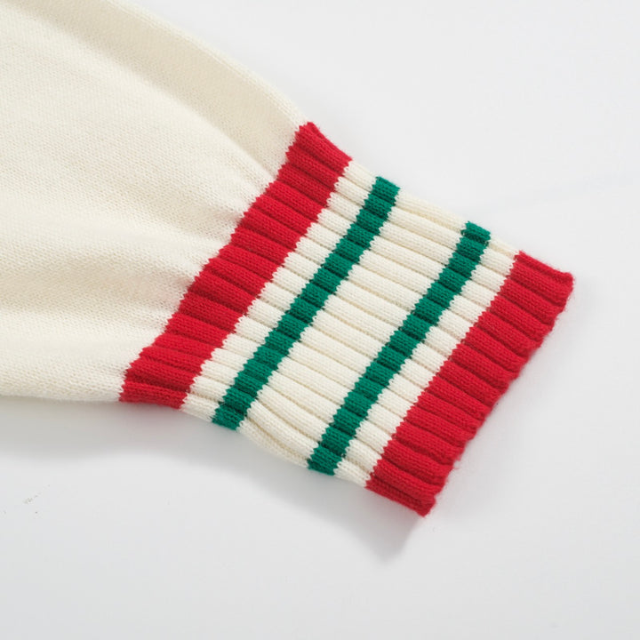 Men’s Retro Stripe Knit Hoodie – Green, Red & Cream