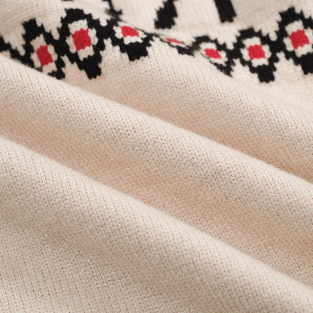 Men’s Vintage Reindeer Knit Christmas Sweater – Cream & Black