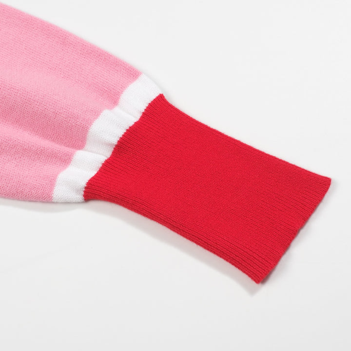 Women’s Pink & White Striped Sweater with Heart – MOD Valentine Knitwear