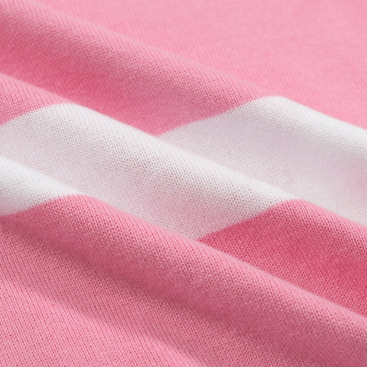 Women’s Pink & White Striped Sweater with Heart – MOD Valentine Knitwear