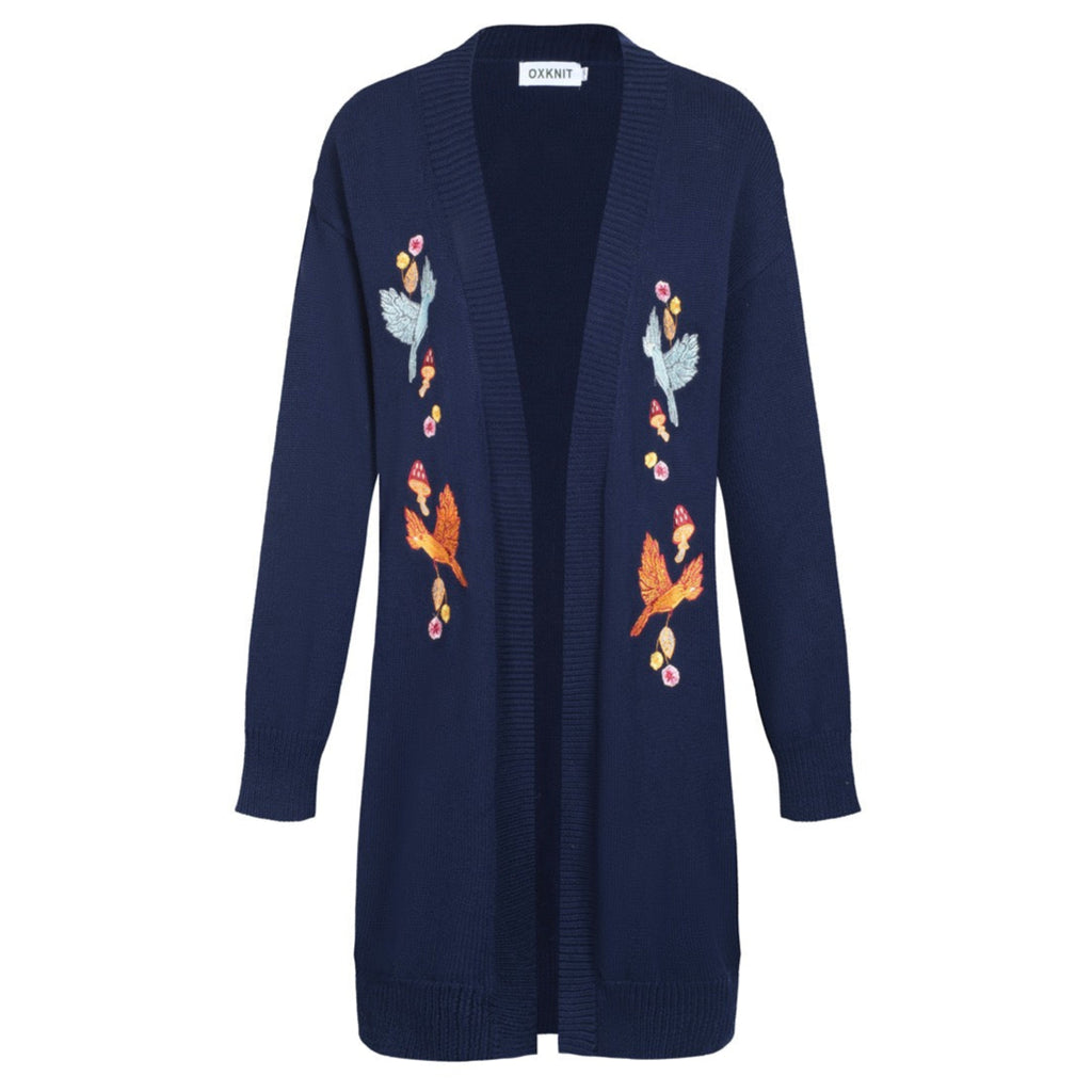 Vintage 70s Wool Acrylic Blend Knit Tradewinds Cardigan Navy