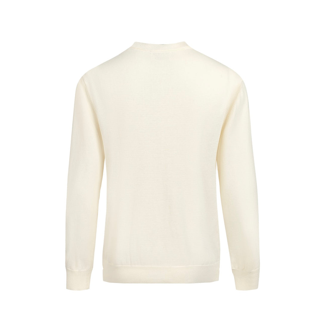 Men’s Abstract Face Art Knitwear – Cream