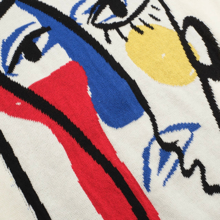 Men’s Abstract Face Art Knitwear – Cream
