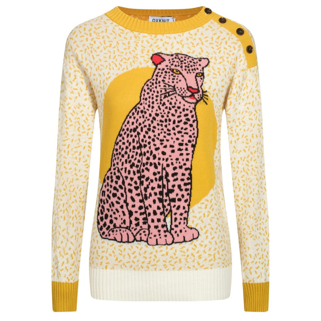 Women's Pink Leopard MOD Sweater – 1960s Fierce Cat Knit