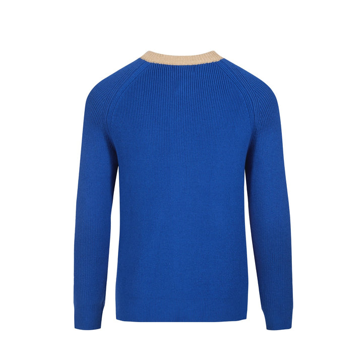 Men's Colorblock Knit Cardigan – Royal Blue, Orange & Fuchsia