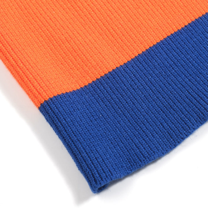 Men's Colorblock Knit Cardigan – Royal Blue, Orange & Fuchsia