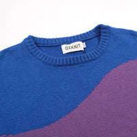 Men's Color Block Wave Knit Sweater – Blue, Pink, Yellow & Green