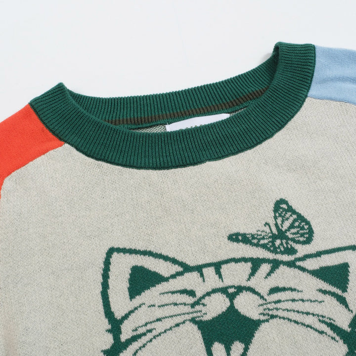 Mehrfarbige Katze Jacquard Strickwege für Frauen