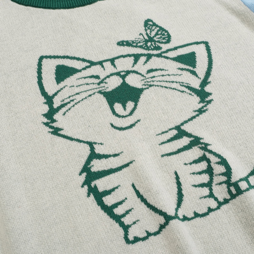 Mehrfarbige Katze Jacquard Strickwege für Frauen