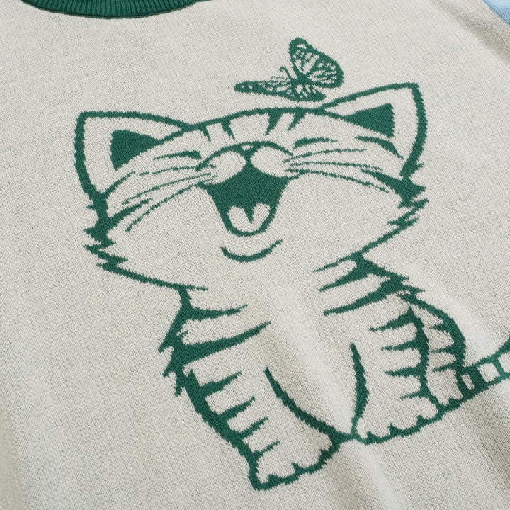 Mehrfarbige Katze Jacquard Strickwege für Frauen