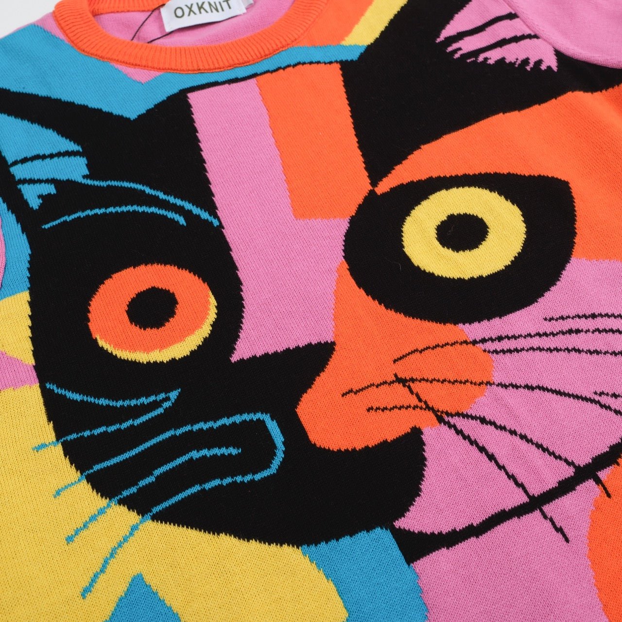 Women's Psychedelic Cat Sweater – Colorful MOD Long Sleeve