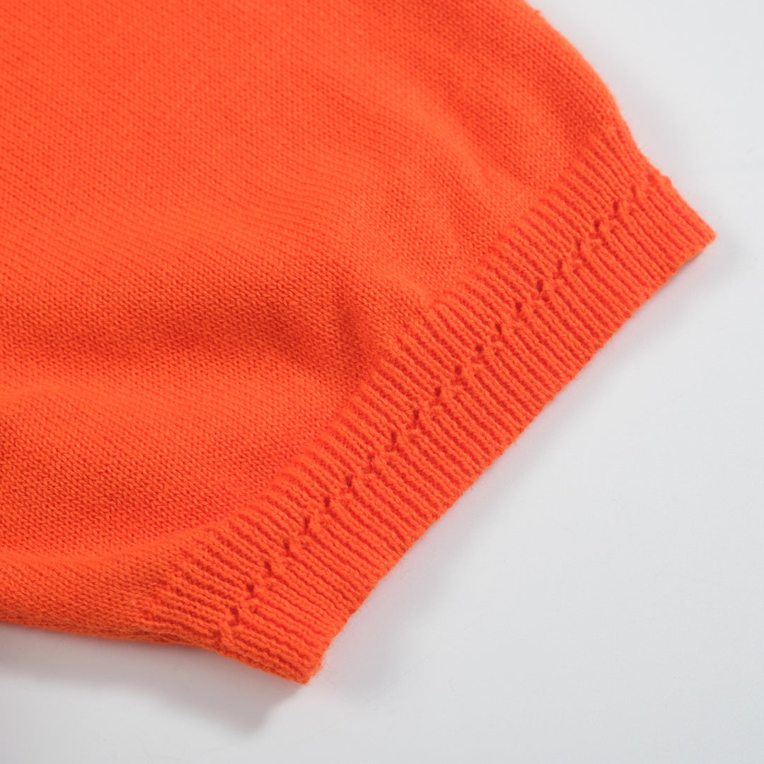 Women's Retro LOVE Floral Knit Tee – Orange-Cropped Length