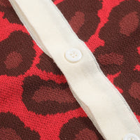 Men's Retro Knit Shirt – Vintage Red Leopard Button-Up Polo