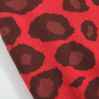 Men's Retro Knit Shirt – Vintage Red Leopard Button-Up Polo