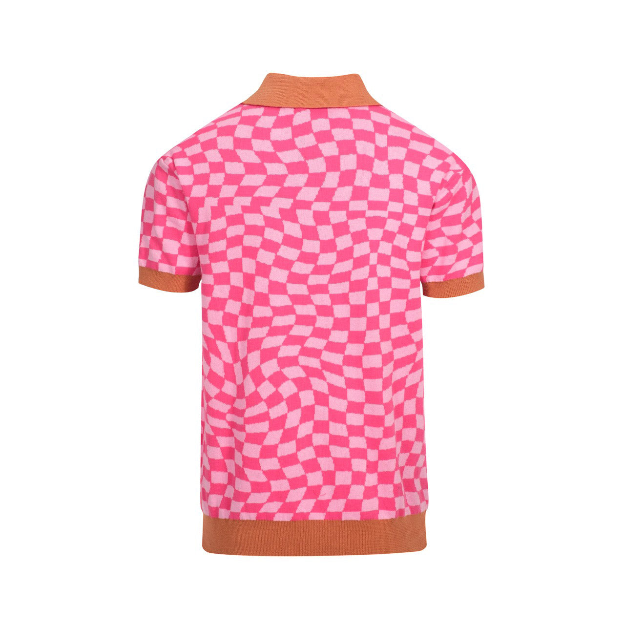 Men's Retro Knit Polo Shirt | Vintage Pink Checkerboard