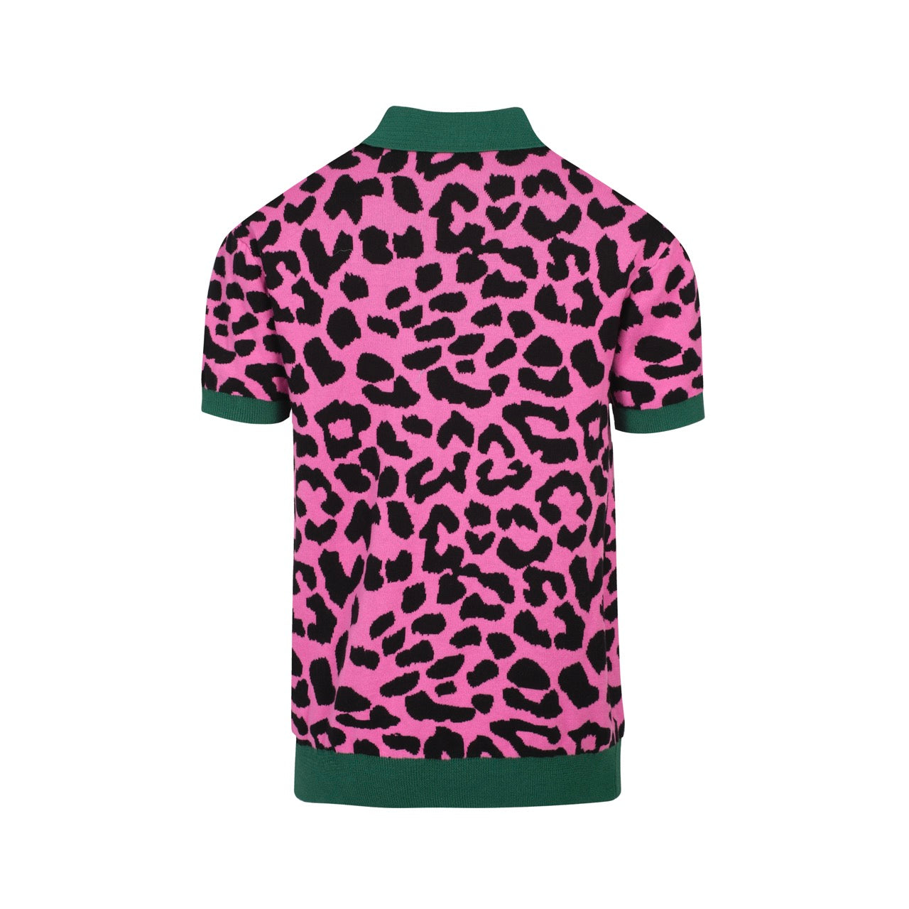 Men's Retro Knit Polo Shirt | Vintage Pink Leopard Print Cheetah