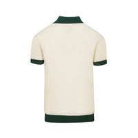 Men's green vintage knit crew neck polo shirt