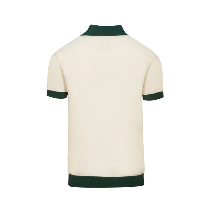 Men's green vintage knit crew neck polo shirt