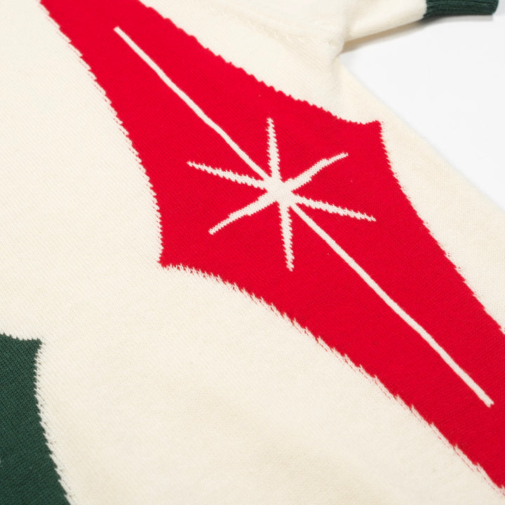 Men's green vintage knit crew neck polo shirt